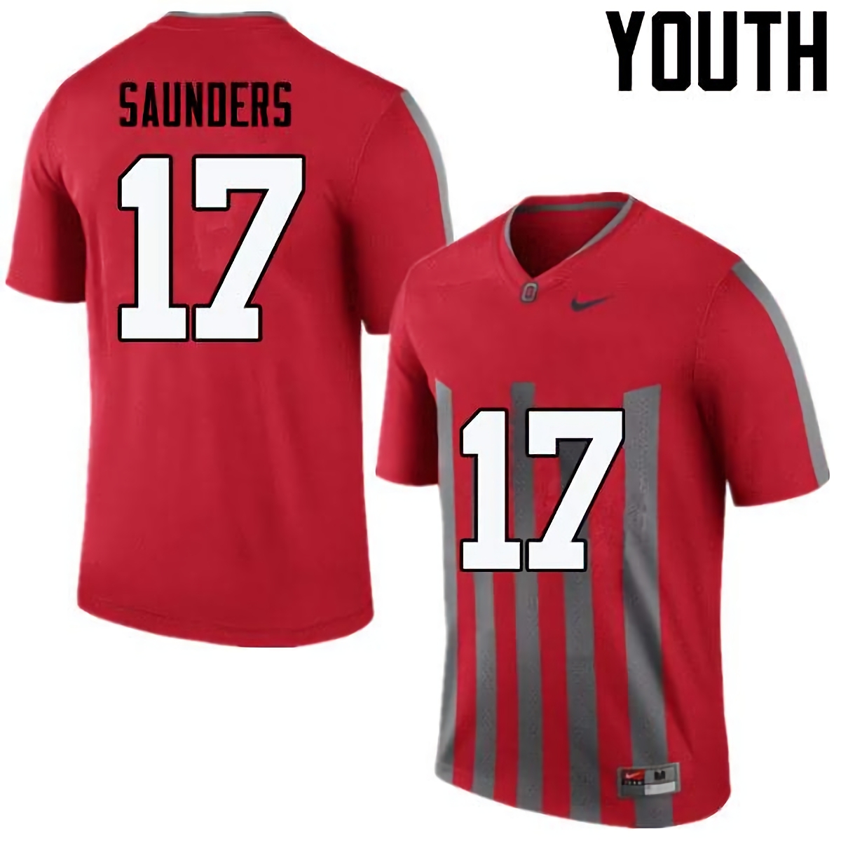 C.J. Saunders Ohio State Buckeyes Youth NCAA #17 Nike Throwback Red College Stitched Football Jersey EFM7356YK